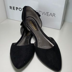 Report Britto Black Faux Suede Flats